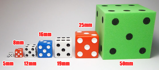 Dice sizes